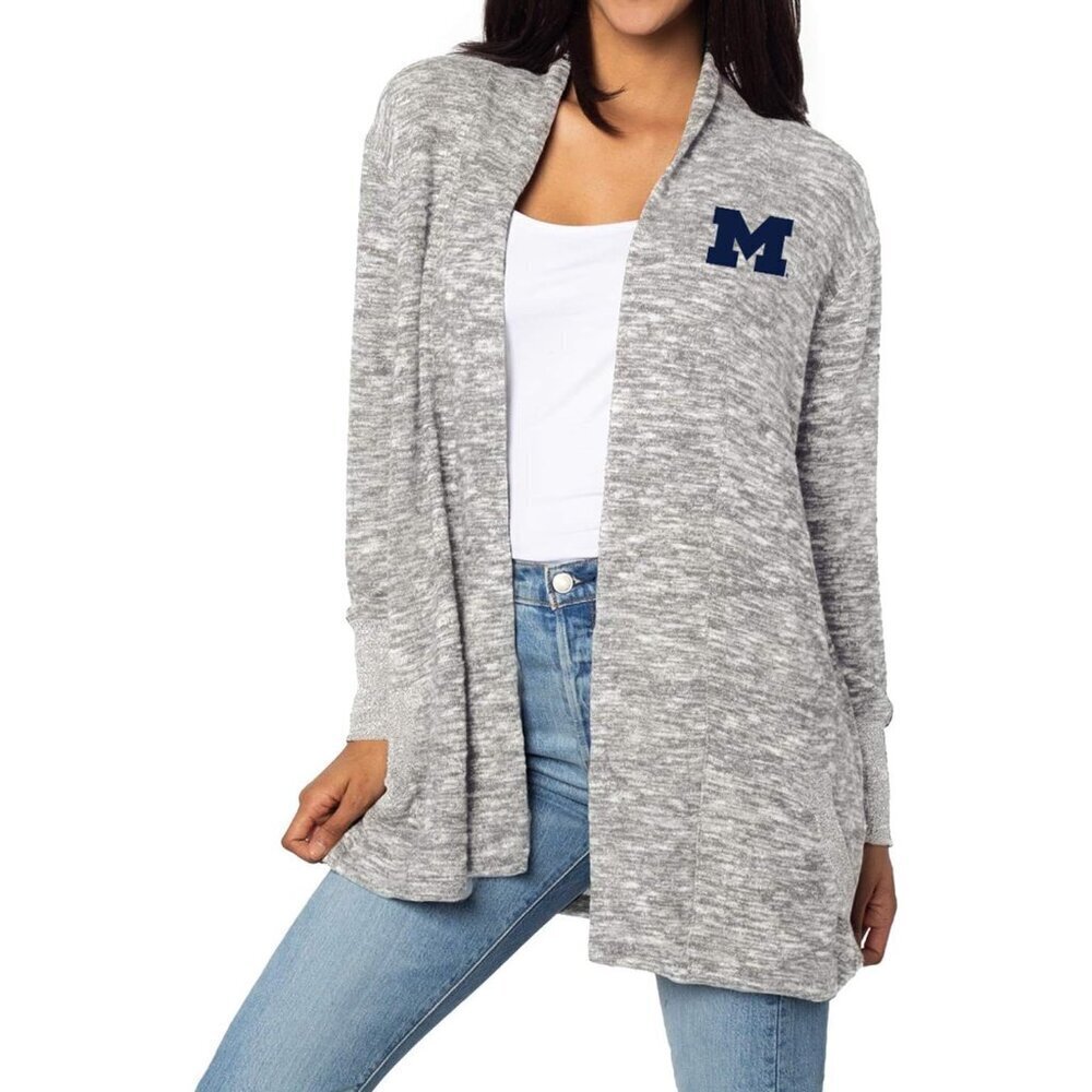 Women's Heather Grey Fleece Cardigan X-Large Cozy Knit NCAA Team Logo